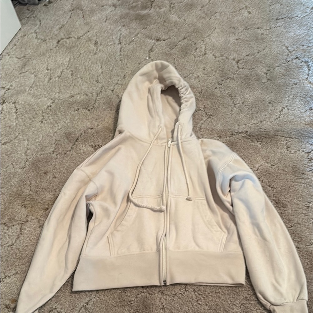 Cream Zip-Up Hoodie
